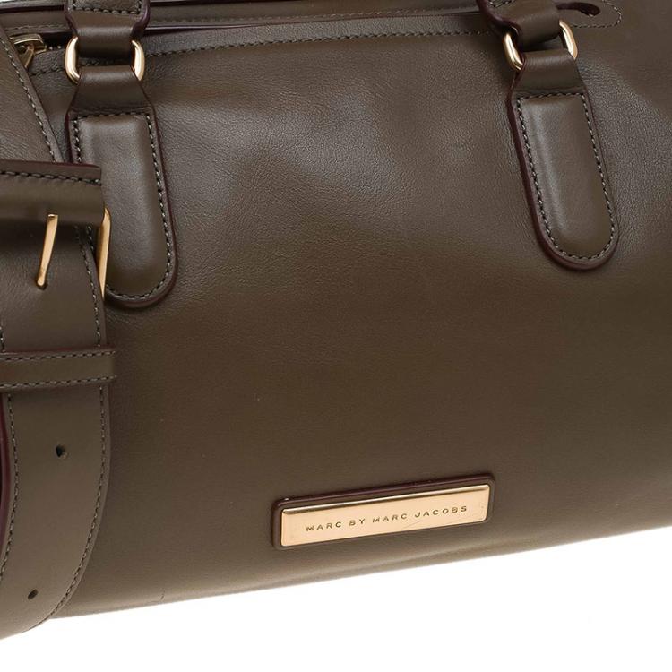 Pre Owned Marc By Marc Jacobs Olive Green Leather Luna Satchel