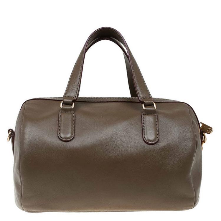 Pre Owned Marc By Marc Jacobs Olive Green Leather Luna Satchel