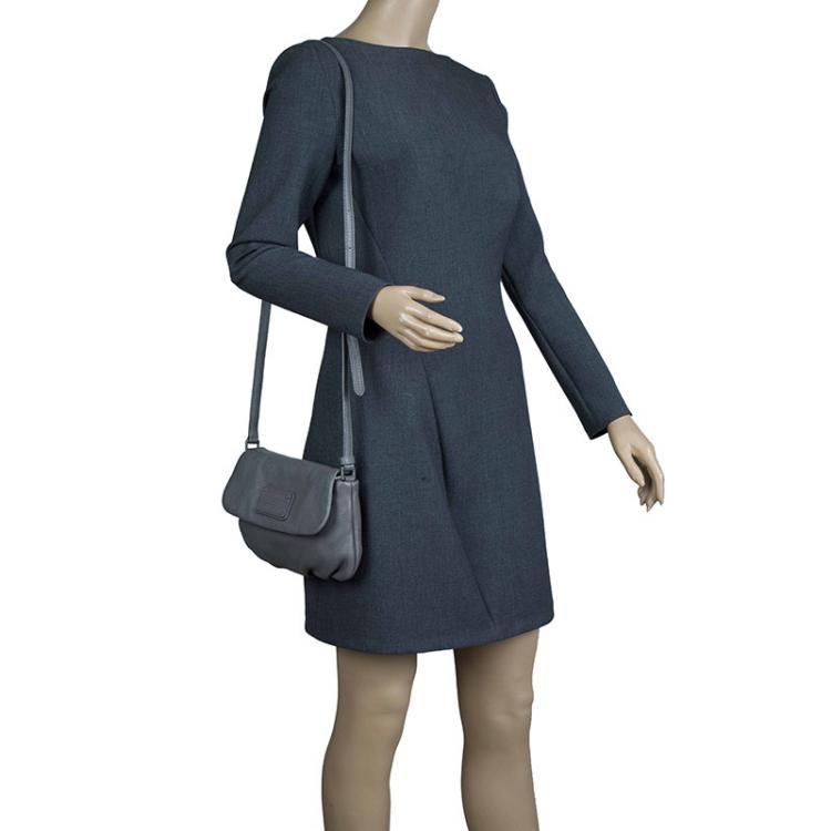 Pre Owned Marc by Marc Jacobs Grey Leather Percy Flap Crossbody Bag