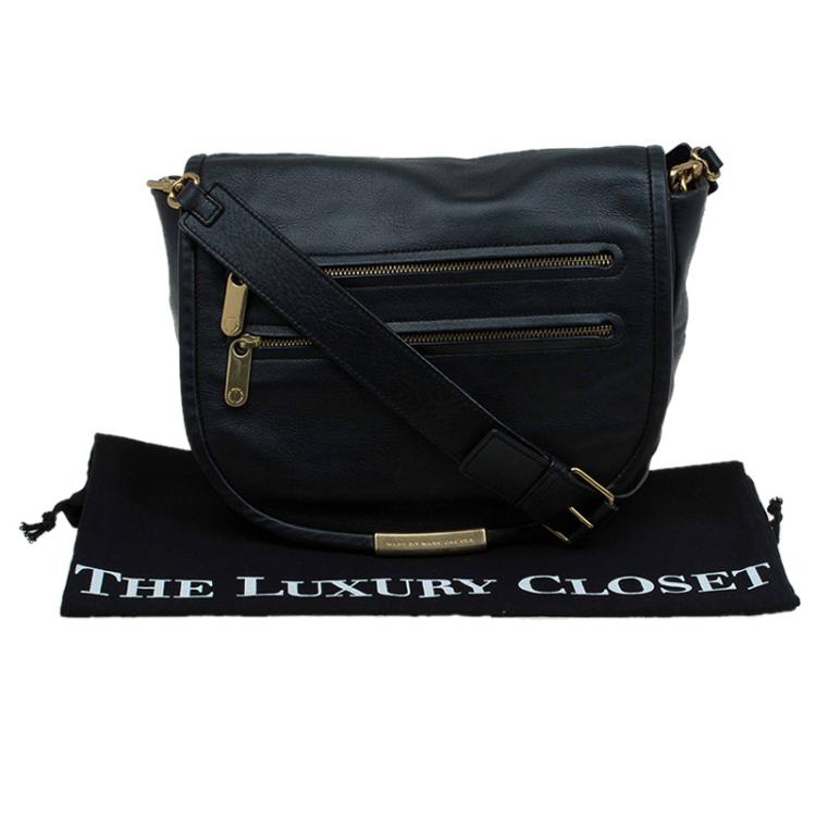 Pre Owned Marc By Marc Jacobs Black Leather Luna Messenger Bag