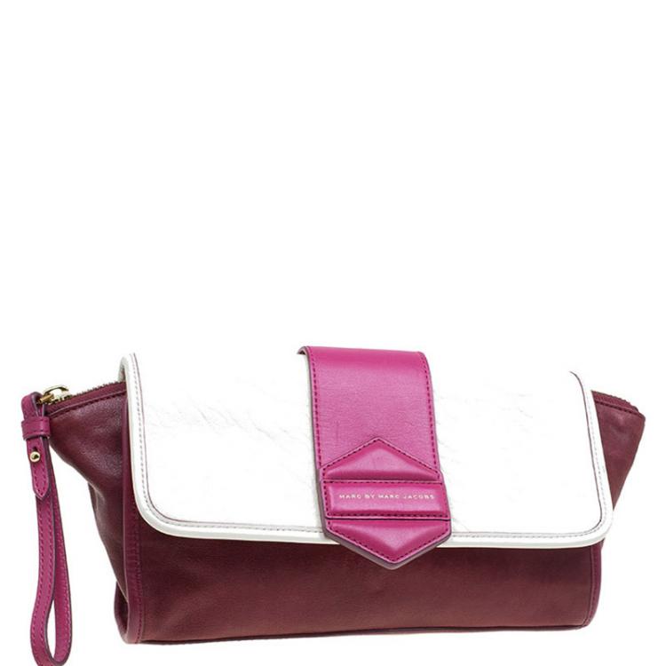 Pre Owned Marc By Marc Jacobs Tri Color Leather Flipping Out Clutch