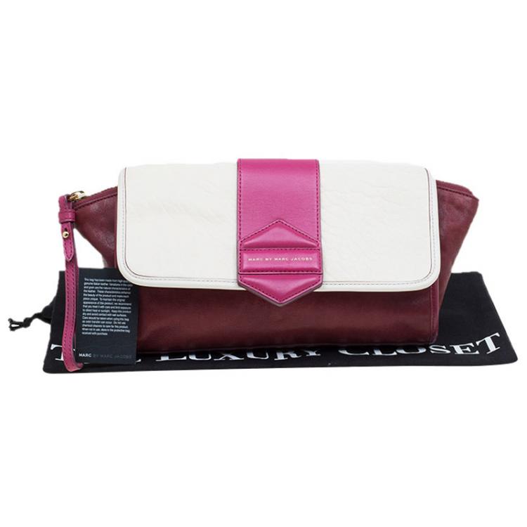 Pre Owned Marc By Marc Jacobs Tri Color Leather Flipping Out Clutch