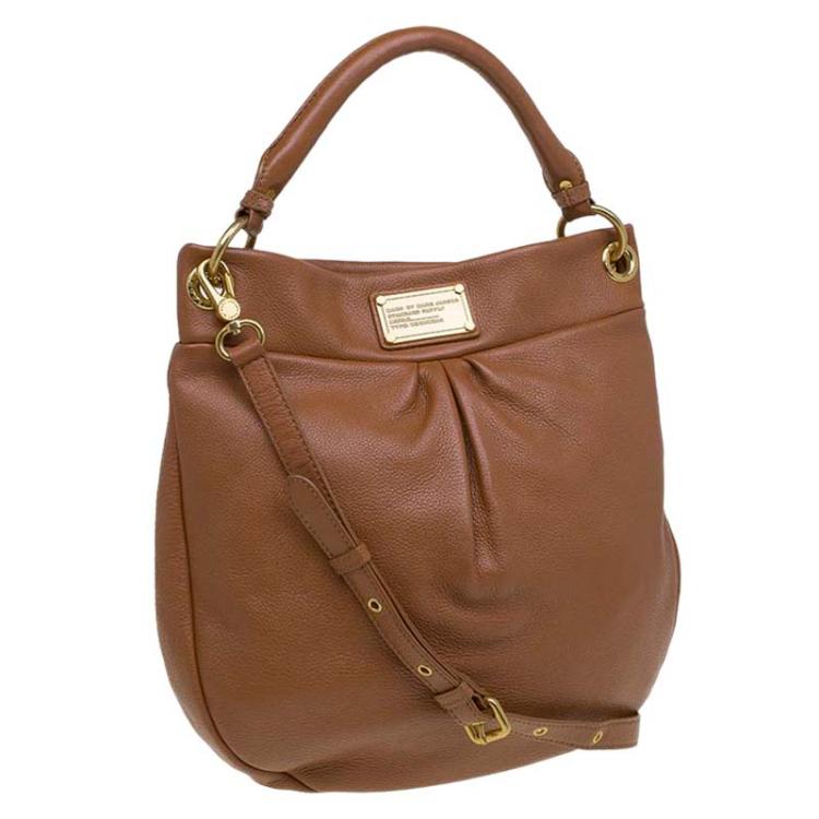 Pre Owned Marc by Marc Jacobs Smoked Almond Leather Classic Q Hillier Hobo