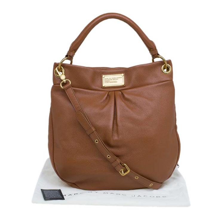Pre Owned Marc by Marc Jacobs Smoked Almond Leather Classic Q Hillier Hobo