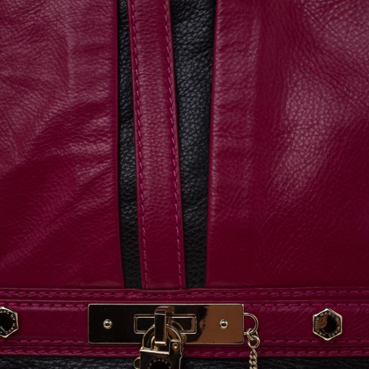 Pre Owned Marc by Marc Jacobs Magenta Leather Magazine Fold Over Clutch