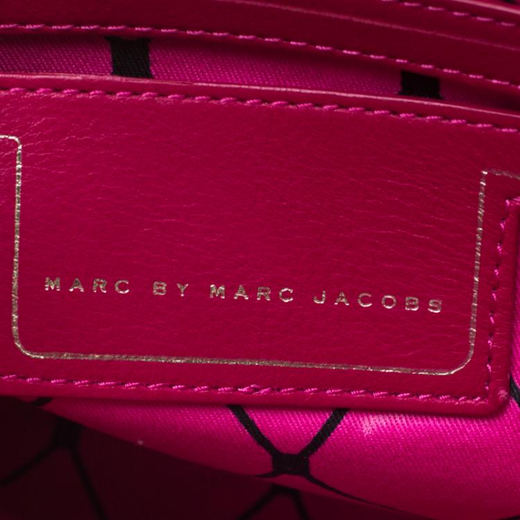 Pre Owned Marc by Marc Jacobs Magenta Leather Magazine Fold Over Clutch