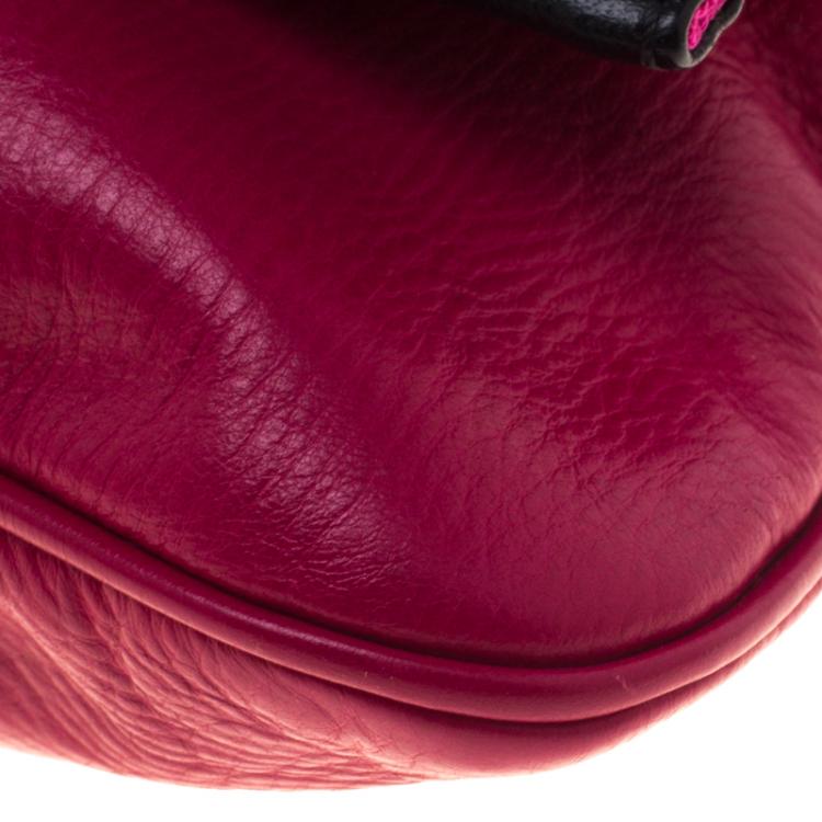 Pre Owned Marc by Marc Jacobs Magenta Leather Magazine Fold Over Clutch