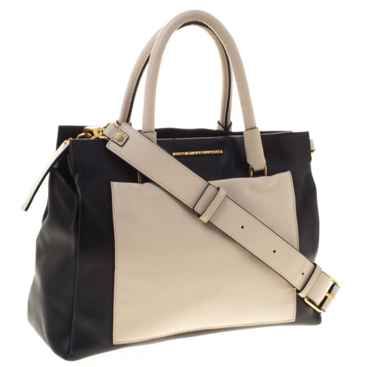 Pre Owned Marc by Marc Jacobs Black/Beige Leather Tote