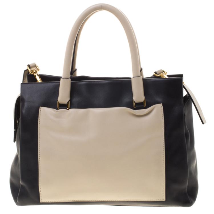 Pre Owned Marc by Marc Jacobs Black/Beige Leather Tote