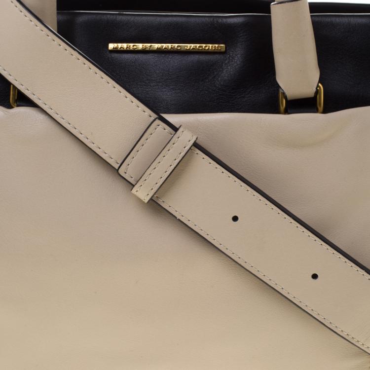Pre Owned Marc by Marc Jacobs Black/Beige Leather Tote