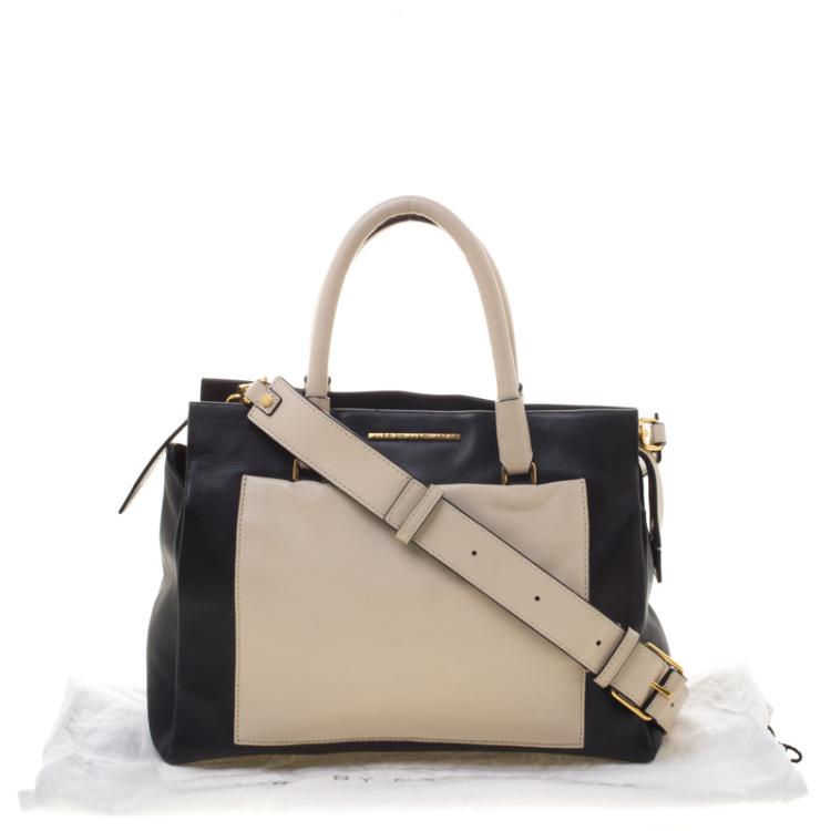 Pre Owned Marc by Marc Jacobs Black/Beige Leather Tote