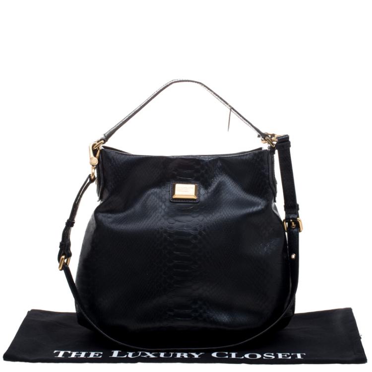 Pre Owned Marc by Marc Jacobs Black Embossed Python Leather Hillier Hobo 