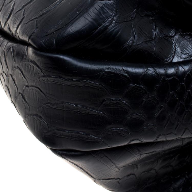 Pre Owned Marc by Marc Jacobs Black Embossed Python Leather Hillier Hobo 