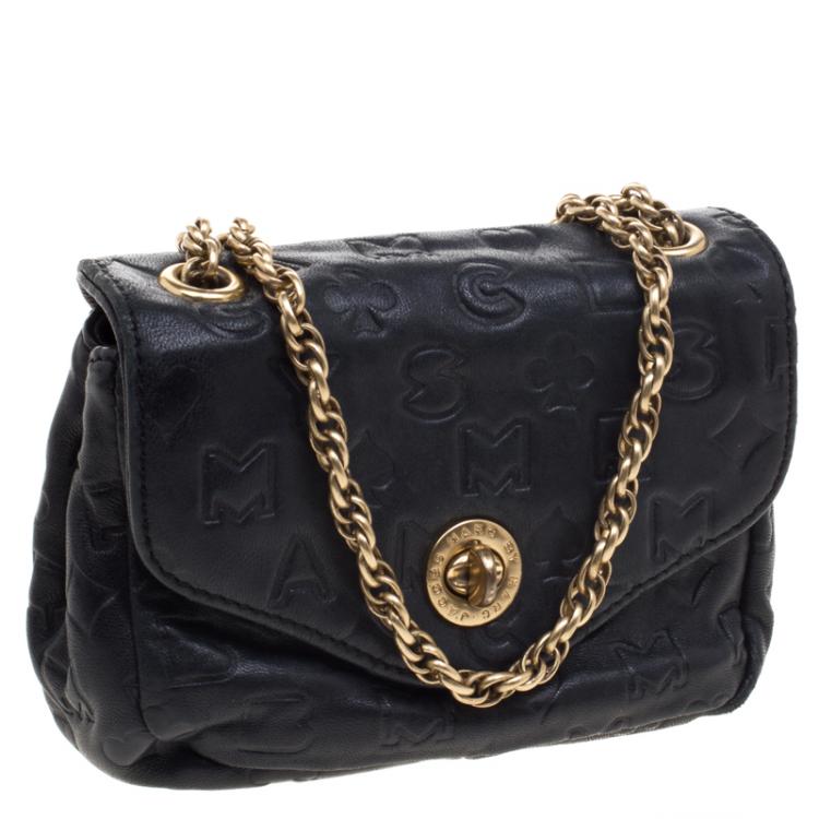 Pre Owned Marc by Marc Jacobs Black Leather Dreamy Logo Crossbody Bag