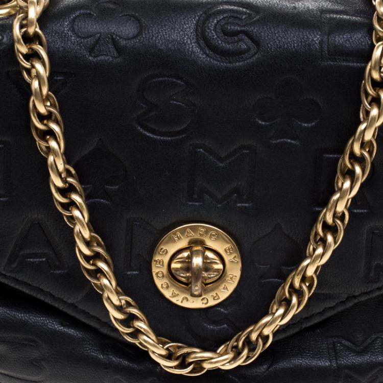 Pre Owned Marc by Marc Jacobs Black Leather Dreamy Logo Crossbody Bag