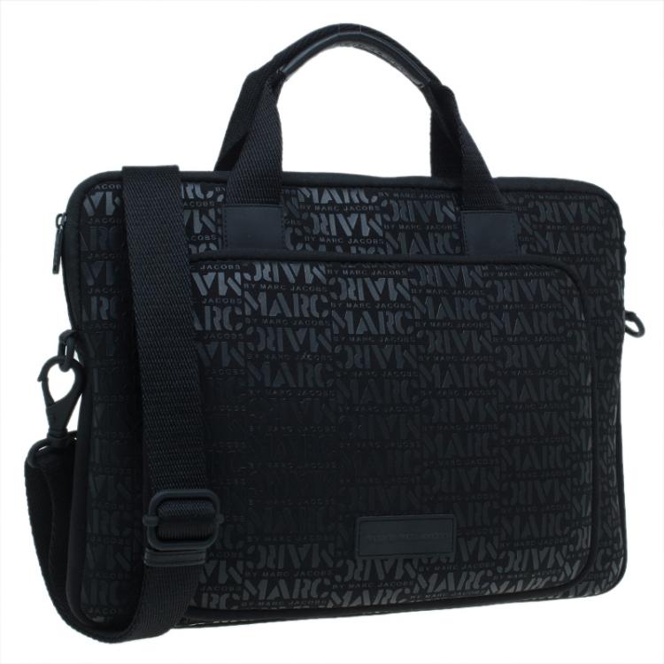 Pre Owned Marc by Marc Jacobs Black Monogram Neoprene and Leather Laptop Bag