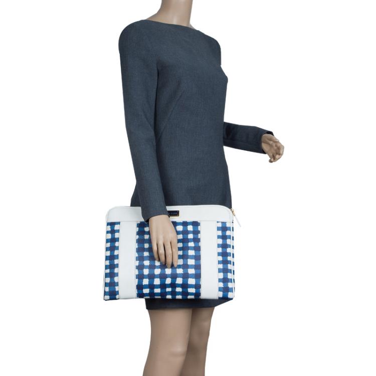 مملوكة مسبقًا Marc by Marc Jacobs White/Blue Coated Canvas and Leather Notebook Case