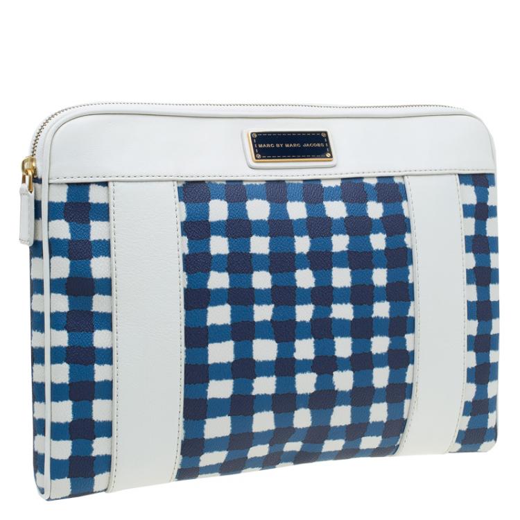 مملوكة مسبقًا Marc by Marc Jacobs White/Blue Coated Canvas and Leather Notebook Case