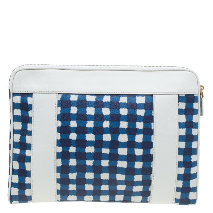 مملوكة مسبقًا Marc by Marc Jacobs White/Blue Coated Canvas and Leather Notebook Case