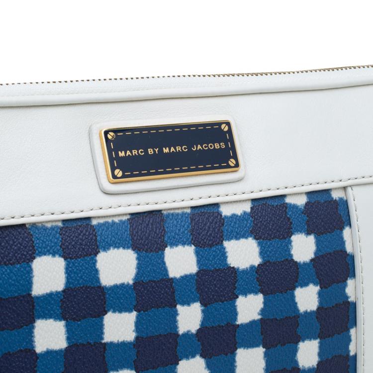 مملوكة مسبقًا Marc by Marc Jacobs White/Blue Coated Canvas and Leather Notebook Case