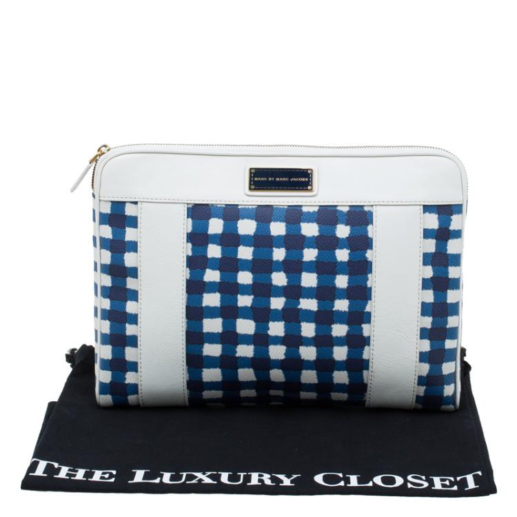 مملوكة مسبقًا Marc by Marc Jacobs White/Blue Coated Canvas and Leather Notebook Case