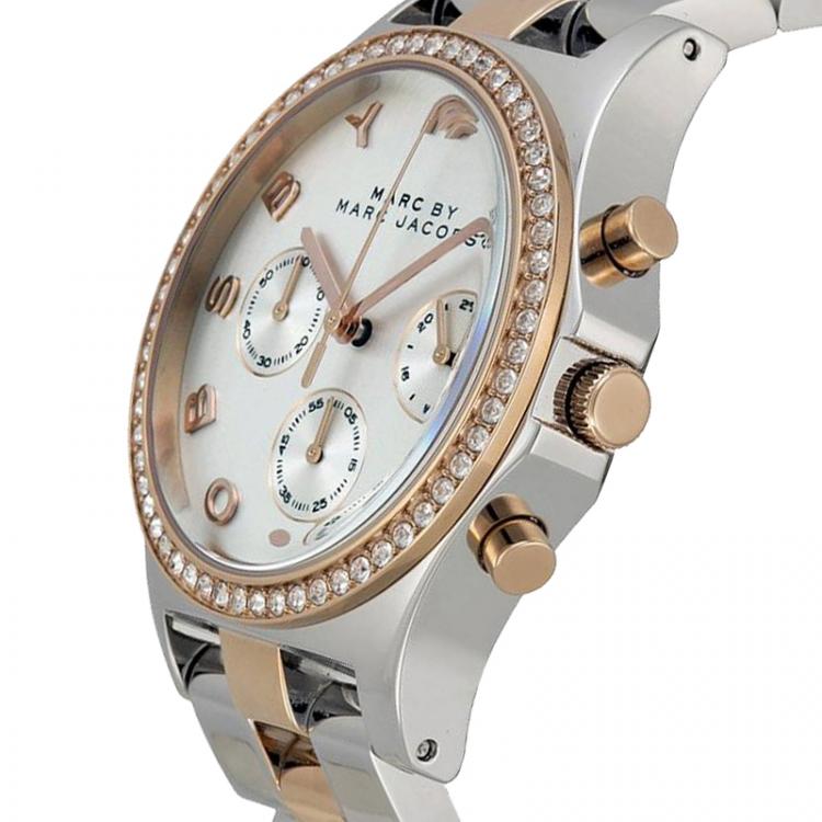 Pre Owned Marc by Marc Jacobs Silver Gold & Silver-Plated Stainless Steel MBM3106-2 Women's Wristwatch 40MM 