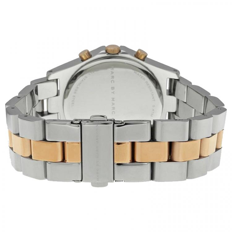 Pre Owned Marc by Marc Jacobs Silver Gold & Silver-Plated Stainless Steel MBM3106-2 Women's Wristwatch 40MM 