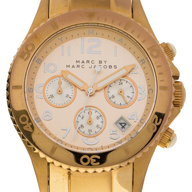 Pre Owned Marc by Marc Jacobs Champagne Gold-Plated Stainless Steel MBM3156 Women's Wristwatch 40MM