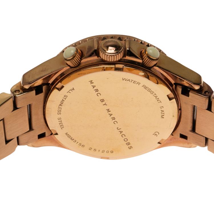 Pre Owned Marc by Marc Jacobs Champagne Gold-Plated Stainless Steel MBM3156 Women's Wristwatch 40MM