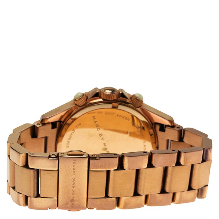 Pre Owned Marc by Marc Jacobs Champagne Gold-Plated Stainless Steel MBM3156 Women's Wristwatch 40MM