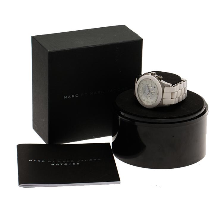Pre Owned Marc by Marc Jacobs White Stainless Steel and Rubber MBM2565 Women's Wristwatch 42MM