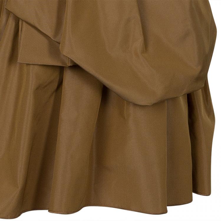 Pre Owned Marc Jacobs Tan Gathered Silk Skirt S