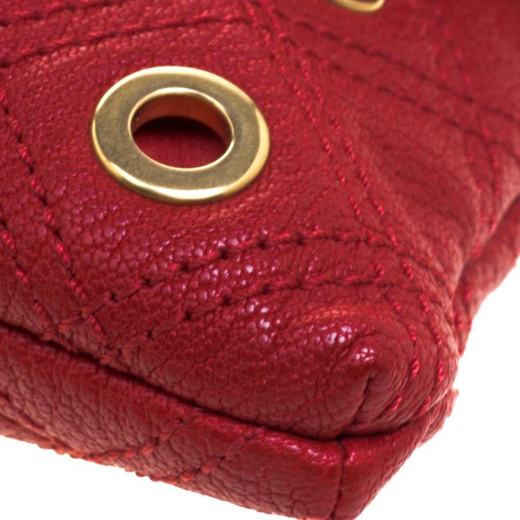 Pre Owned Marc Jacobs Red Leather Eyelets Sandy Shoulder Bag