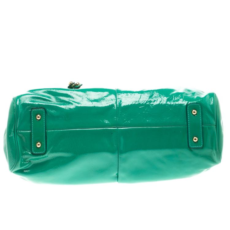 Pre Owned Marc Jacobs Green Patent Leather Stam Satchel
