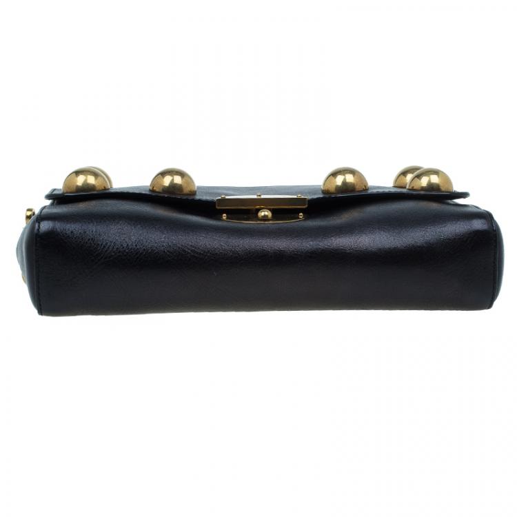 Pre Owned Marc Jacobs Black Leather Small Studded Gotham Shoulder Bag