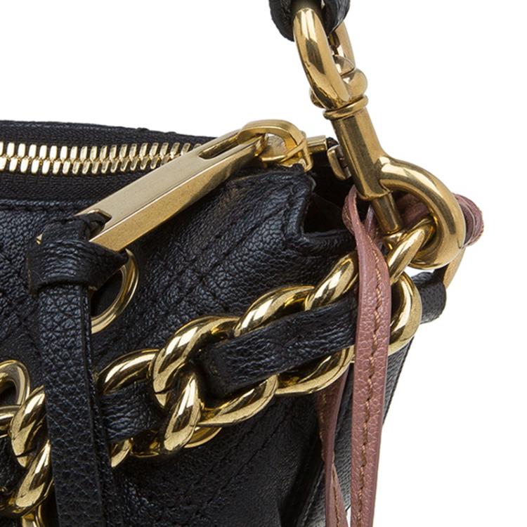 Pre Owned Marc Jacobs Black Quilted Eyelets Leather Large Nomad Hobo 