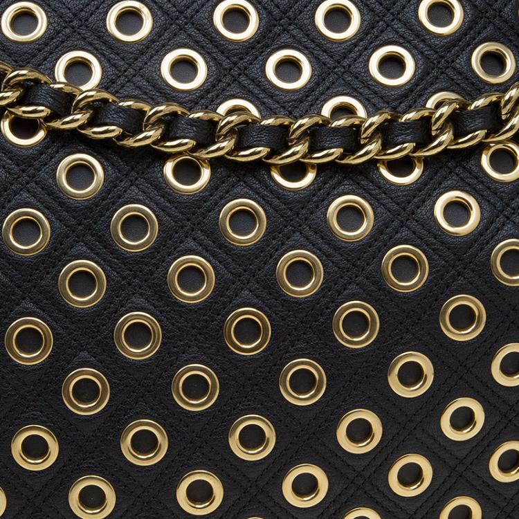 Pre Owned Marc Jacobs Black Quilted Eyelets Leather Large Nomad Hobo 