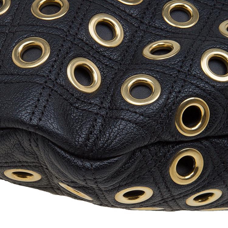 Pre Owned Marc Jacobs Black Quilted Eyelets Leather Large Nomad Hobo 