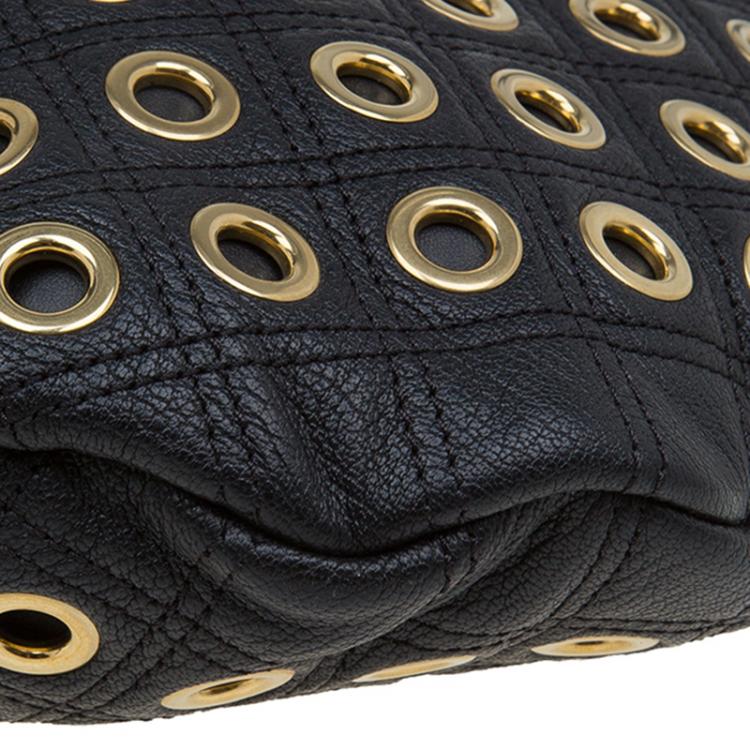 Pre Owned Marc Jacobs Black Quilted Eyelets Leather Large Nomad Hobo 