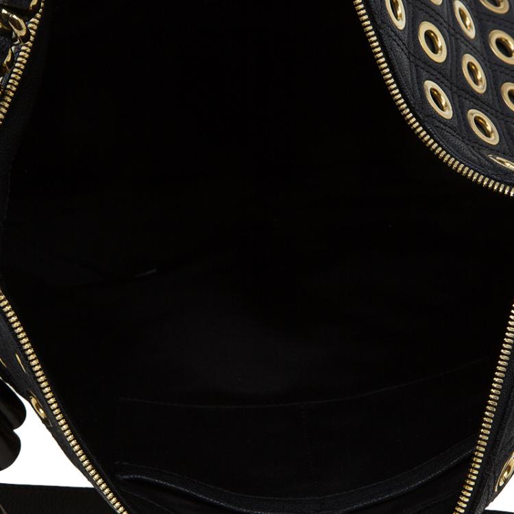 Pre Owned Marc Jacobs Black Quilted Eyelets Leather Large Nomad Hobo 
