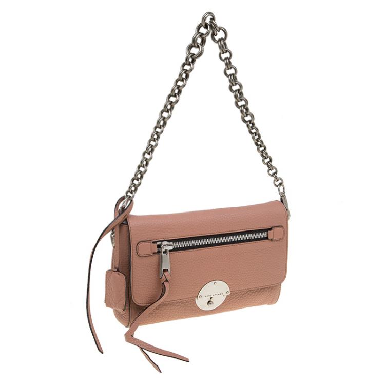 Pre Owned Marc Jacobs Vintage Rose Pebbled Leather Small Big Apple Gotham Shoulder Bag