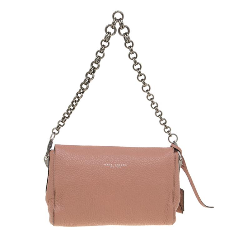 Pre Owned Marc Jacobs Vintage Rose Pebbled Leather Small Big Apple Gotham Shoulder Bag