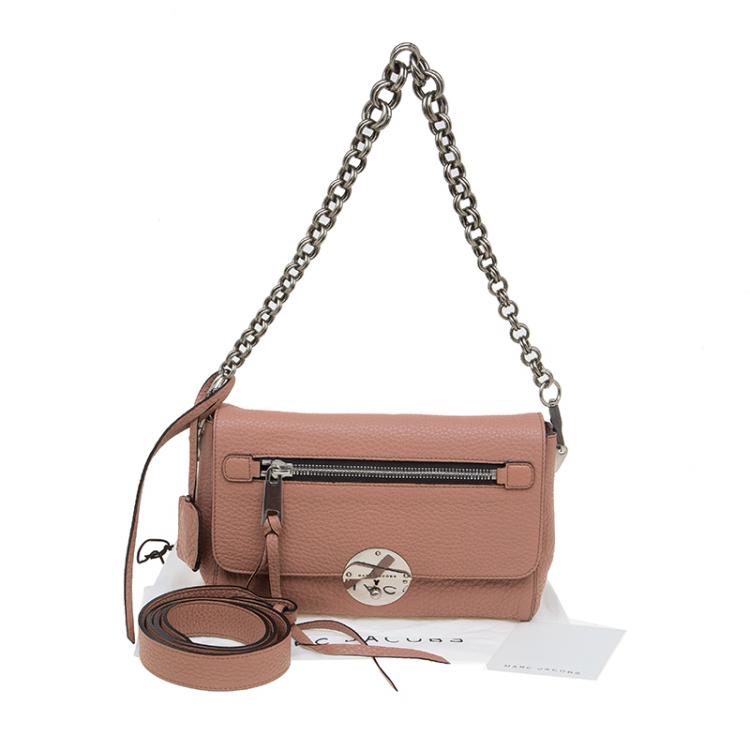 Pre Owned Marc Jacobs Vintage Rose Pebbled Leather Small Big Apple Gotham Shoulder Bag