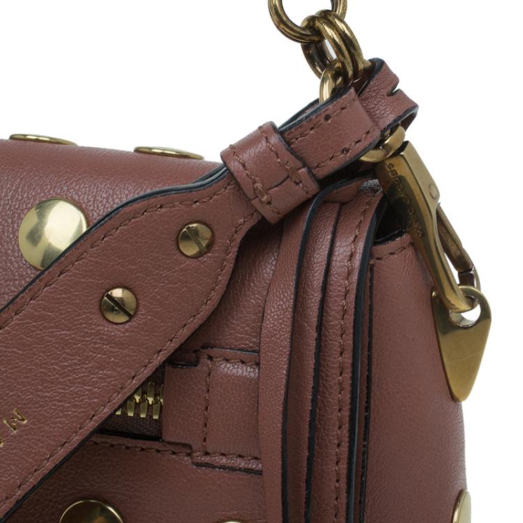 Pre Owned Marc Jacobs Vintage Rose Leather Small Studded Gotham Shoulder Bag