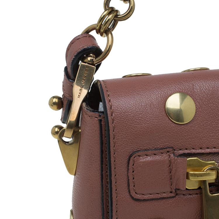 Pre Owned Marc Jacobs Vintage Rose Leather Small Studded Gotham Shoulder Bag