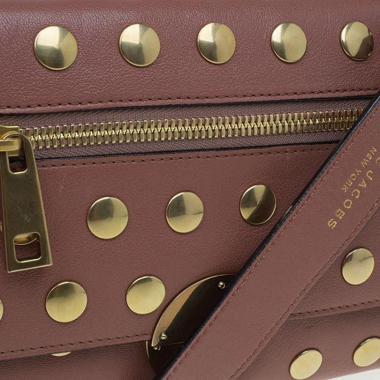Pre Owned Marc Jacobs Vintage Rose Leather Small Studded Gotham Shoulder Bag