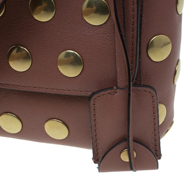 Pre Owned Marc Jacobs Vintage Rose Leather Small Studded Gotham Shoulder Bag