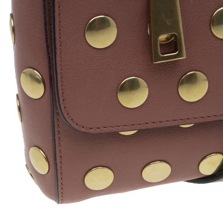 Pre Owned Marc Jacobs Vintage Rose Leather Small Studded Gotham Shoulder Bag