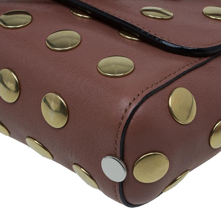 Pre Owned Marc Jacobs Vintage Rose Leather Small Studded Gotham Shoulder Bag
