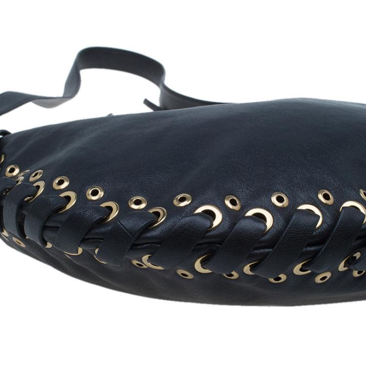مملوكة مسبقًا Marc Jacobs Black Leather Laces Nomad Hobo